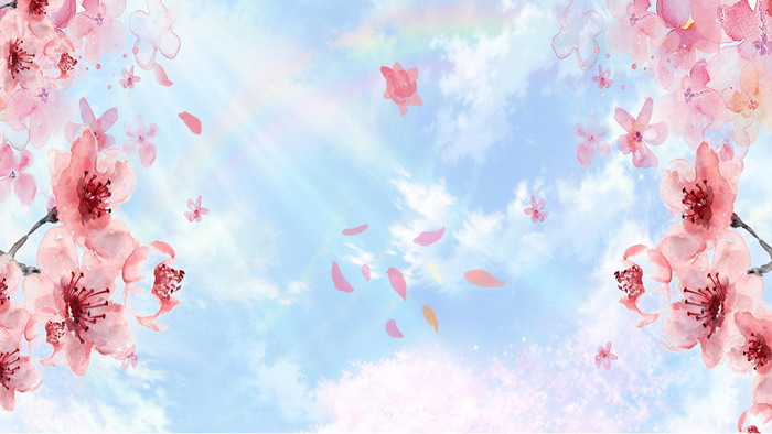 唯美风格的水彩手绘樱花PPT背景图片