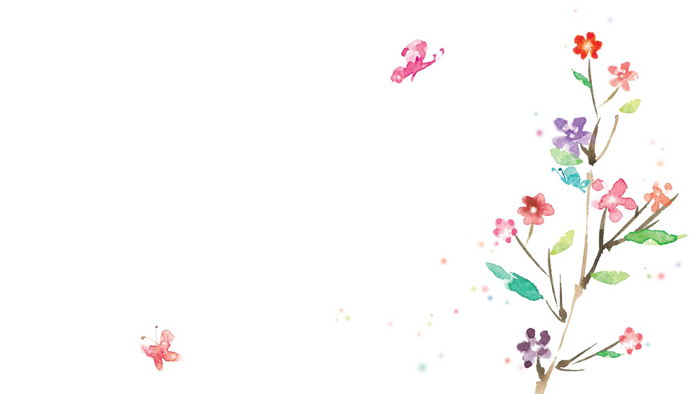 彩色水彩植物蝴蝶PPT背景图片