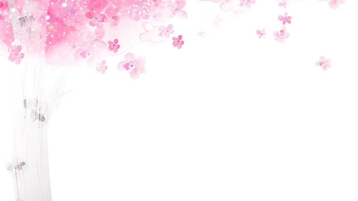 浪漫粉色水彩树木花瓣PPT背景图片