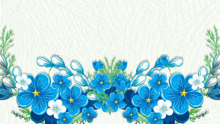 四张蓝色韩范花卉PPT背景图片