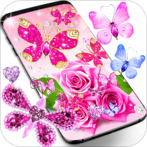 钻石蝴蝶粉红色动态壁纸安卓版